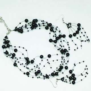 z7825 42+5cm Length Woman Black Mother of Pearl Beads Clasp Necklace 