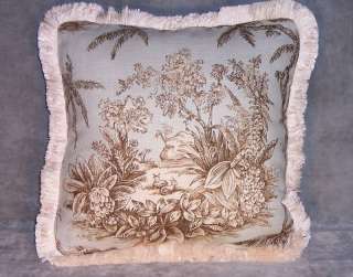 Pale Blue & Brown Jungle Toile Throw Pillow   Antelope  