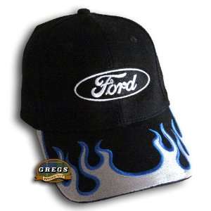   Ford Oval Flames Logo Hat Cap Silver/Blue Apparel Clothing: Automotive