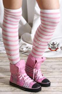 Calf Collar Canvas Sneaker Kawaii Boot Tartan Pink 36  