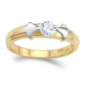  CZ Solitaire Wedding Ring 14k Yellow Gold Anniversary Band 