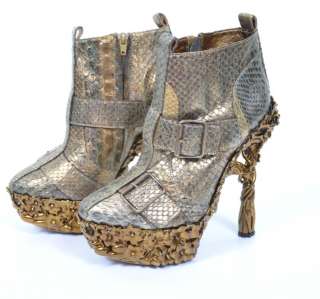   McQUEEN MERMAID FLOWER PYTHON BOOTS AS CREATED FOR LADY GAGA UK 3 US 6