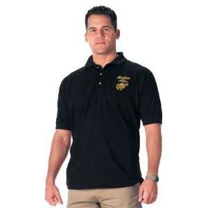  7696 Black Military Embroidered Marine T Shirt (Large 