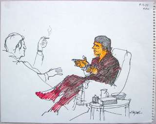 DONG KINGMAN Signed 1977 Original Colored Ink Drawing  