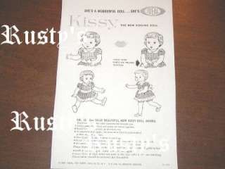 1963 Ideal KISSY doll INSTRUCTION sheet  