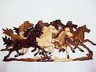 New Hand Carved Wood Art Intarsia 8 Running Horses Wood sign Wall 