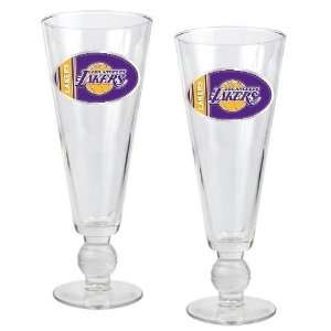  Lakers NBA 2pc Pilsner Glass Set with Basketball on stem   Oval Logo 