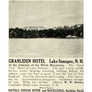  1917 Ad Granliden Hotel Lake Sunapee New Hampshire 