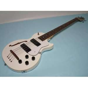  Electric Bass Guitar, Hollow Body Guitar, White: Musical 