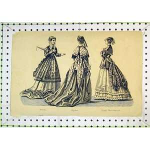   : Antique Print Womens Fashion Dresses Hats Umbrellas: Home & Kitchen