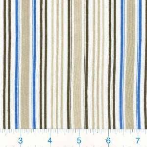  60 Wide Shirting   Stripe Blue/Khaki Fabric By The Yard 
