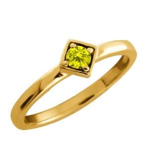    Round Canary Diamond Gold Plated Sterling Silver Ring: Jewelry