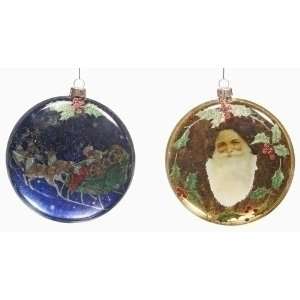  Little Christmas Decoupage Glass Santa Claus Ornaments: Home & Kitchen