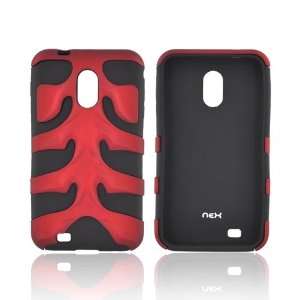 For Samsung Epic 4G Touch Red Black OEM Nex Dual Layer Hard Fishbone 