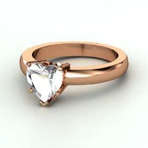    One Heart Ring, Heart Rock Crystal 14K Rose Gold Ring Jewelry