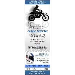  Dirtbike Birthday Party Ticket Invitation