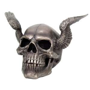  Skull with Angel Wings Skull Head Statue Cold Cast Resin 