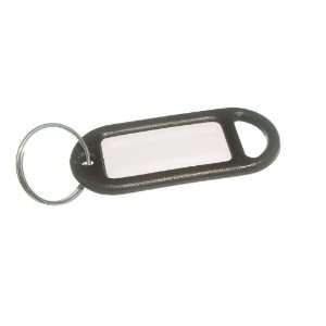 KEY RING TAG 50MM X 20MM WITH LABEL AND SPLIT KEY RING BLACK ( pack 10 