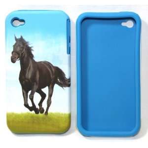  Black Horse Two Tone Soft Silicone Case and Hard Case for Apple 