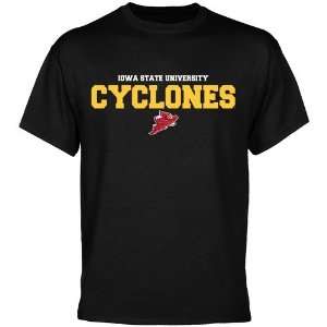  Iowa State Cyclones Black University Name T shirt: Sports 