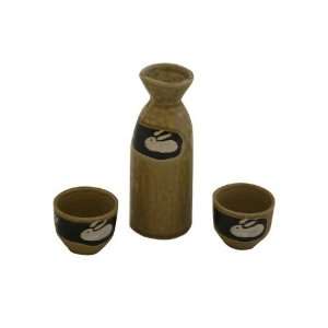  Glazed Ceramic 3 Pcs Japanese Sake Set