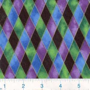  45 Wide Carnival Harlequin Purple/Green Fabric By The 