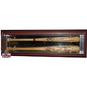  Double Baseball Bat Wall Mount Display Case with Mirror 