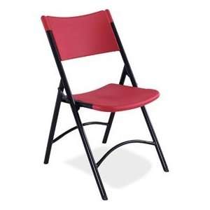  Blow Molded Resin Folding Chair   Red Plastic/Black Frame 
