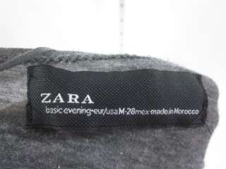 ZARA Gray Sheer Boat Neck Long Sleeve Shirt Top Sz S  