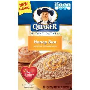 Quaker Instant Oatmeal, Honey Bun, 12.3 Ounce Boxes (Pack of 40 
