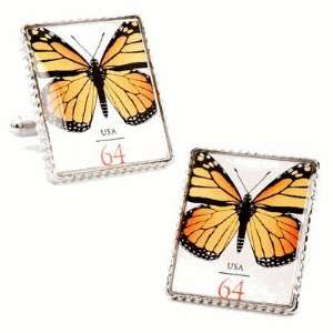  Monarch Butterfly Stamp Cufflinks 