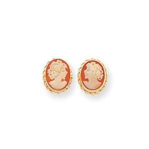  14k Gold Cameo Post Earrings: Jewelry