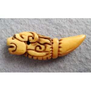    Ox Bone Carved Dog Head Tooth Shape Pendant: Everything Else