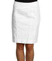 Anne Klein   White Denim Slim Seamed Skirt