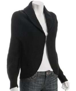 BCBGMAXAZRIA black merino wool cashmere shawl cardigan   up to 