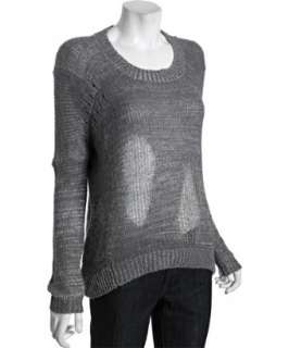 BCBGMAXAZRIA grey wool blend drop shoulder distressed pullover sweater 