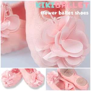 KIDs GIRLs ballet dance shoes flower pink shoes CHILD SIZE CANVAS new 
