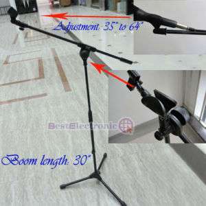 Folding Type Tripod Boom Microphone Mic Stand With Clip  