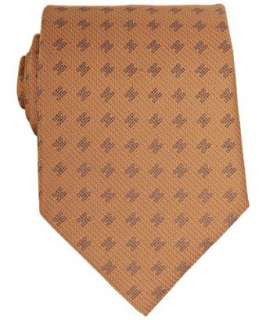 Hermes orange tilted H patterned silk tie  