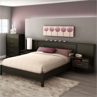 South Shore Gravity Queen Platform Bed and Headboard/Nightstand Kit in 