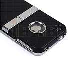 Deluxe Black 3D Rubberized Hard Case Cover W/Chrome Stand for iPhone 