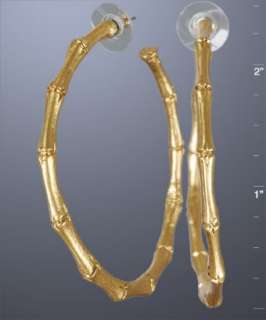 Kenneth Jay Lane gold bamboo hoop earrings  