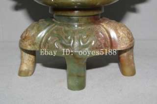 China old HAN DY. jade dragon figure words design cup  