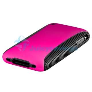 HYBRID BLACK TPU SOFT CASE Pink Hard COVER+Privacy Guard For iPhone 3G 
