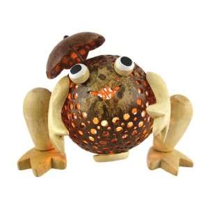    Natural Coconut Shell Frog W/ Umbrella Accent Lamp: Toys & Games