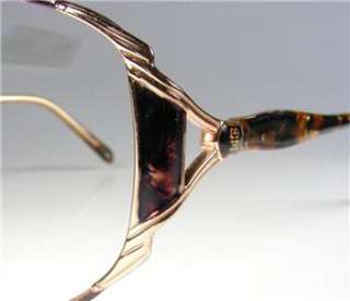 AUTH NOS 80s RETRO CLASSIC GIVENCHY WOMANS GOLD/BROWN METAL EYEGLASS 