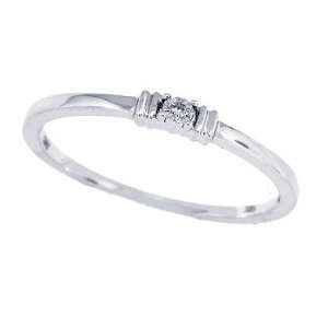   Round Solitaire Diamond Engagement Promise Ring in 10Kt White Gold 6