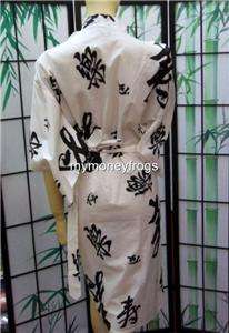 Japanese Oriental White Cotton Lady Girl Kimono Robe Traditional 