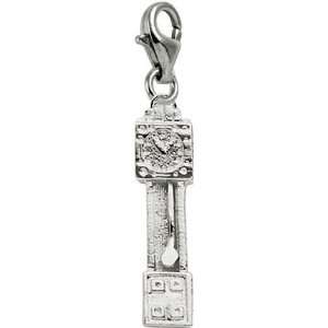   Grandfather Clock Charm with Lobster Clasp, 14k White Gold: Jewelry