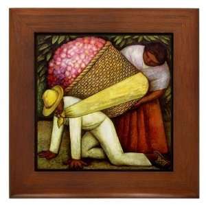 Diego Rivera Flower Picker Art Art Framed Tile by 